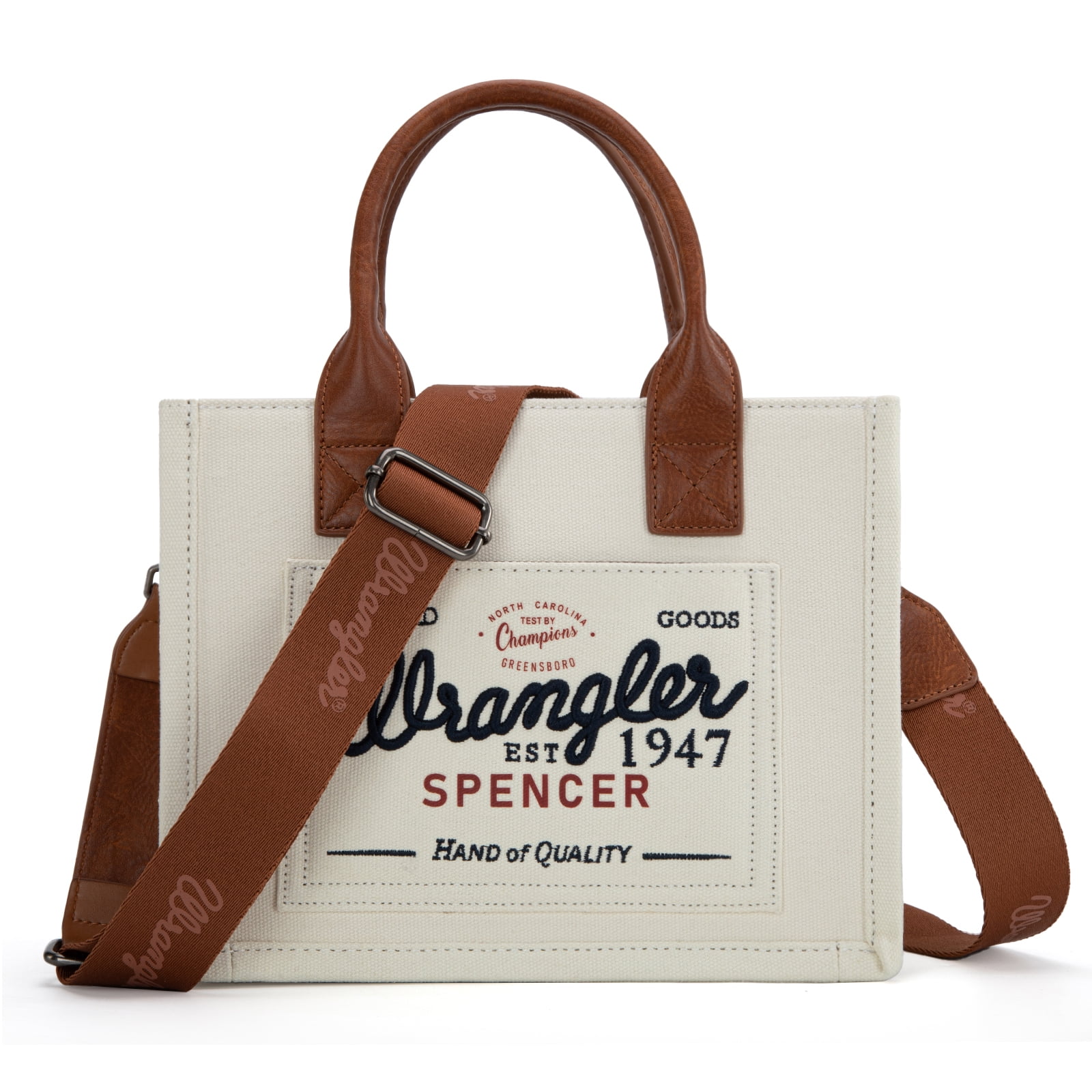 Wrangler Tote Bag for Women Retro Canvas Top Handle Purses and Handbags, Beige