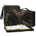 thumbnail image 4 of ZUXONGSY American Flag Horse Print Leather Bible Cover for Women Men Lightweight Bible Carrying Case Waterproof Bible Carrier with Detachable Wristlet Strap Church Bag for Religious Bible Gift, 2XL, 4 of 7