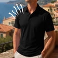 thumbnail image 2 of Polo Shirts for Men Stylish Collared Short Sleeve Ice Silk Top Fitness Moisture Wicking Quick Dry Work Blouse, L, 2 of 9