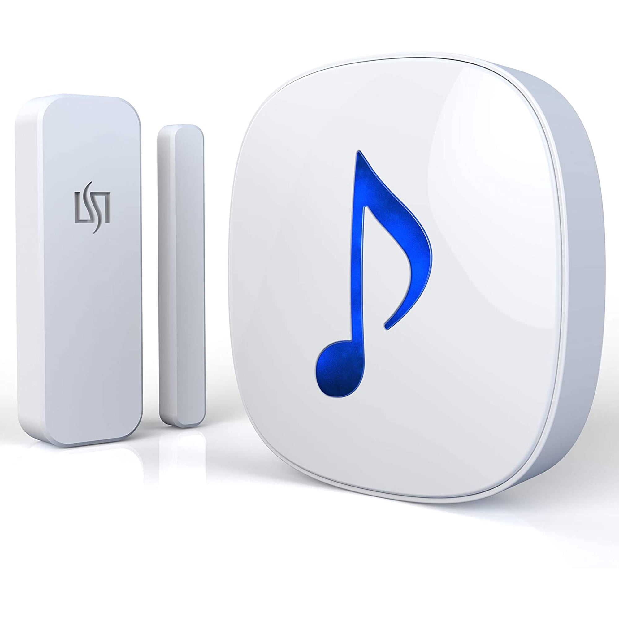 HTZSAFE Wireless Door/Window Magnetic Sensor Alarm-600 Feet Long Wireless Transmission Range-35 Classic Melodies Optional,4 Volume Levels & LED Flash-Home/Business DIY Burglar Alert Security System