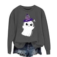 thumbnail image 4 of NMMUED Chandails d'Halloween pour Femmes, Chandail Surdimensionné pour Femmes, Jolis Chandails d'Halloween, Chandail à Col Rond Surdimensionné pour Femmes, T-Shirts d'Halloween pour Femmes, Gris G, 4 of 4