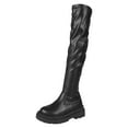 thumbnail image 5 of Rokment Slouchy Platform over The Knee Boots for Women 2025 Fashion Leather Chunky Mid Heel Pull on Long Tall Thigh High Dress Boots Fall Winter Black Size 6.5, 5 of 7
