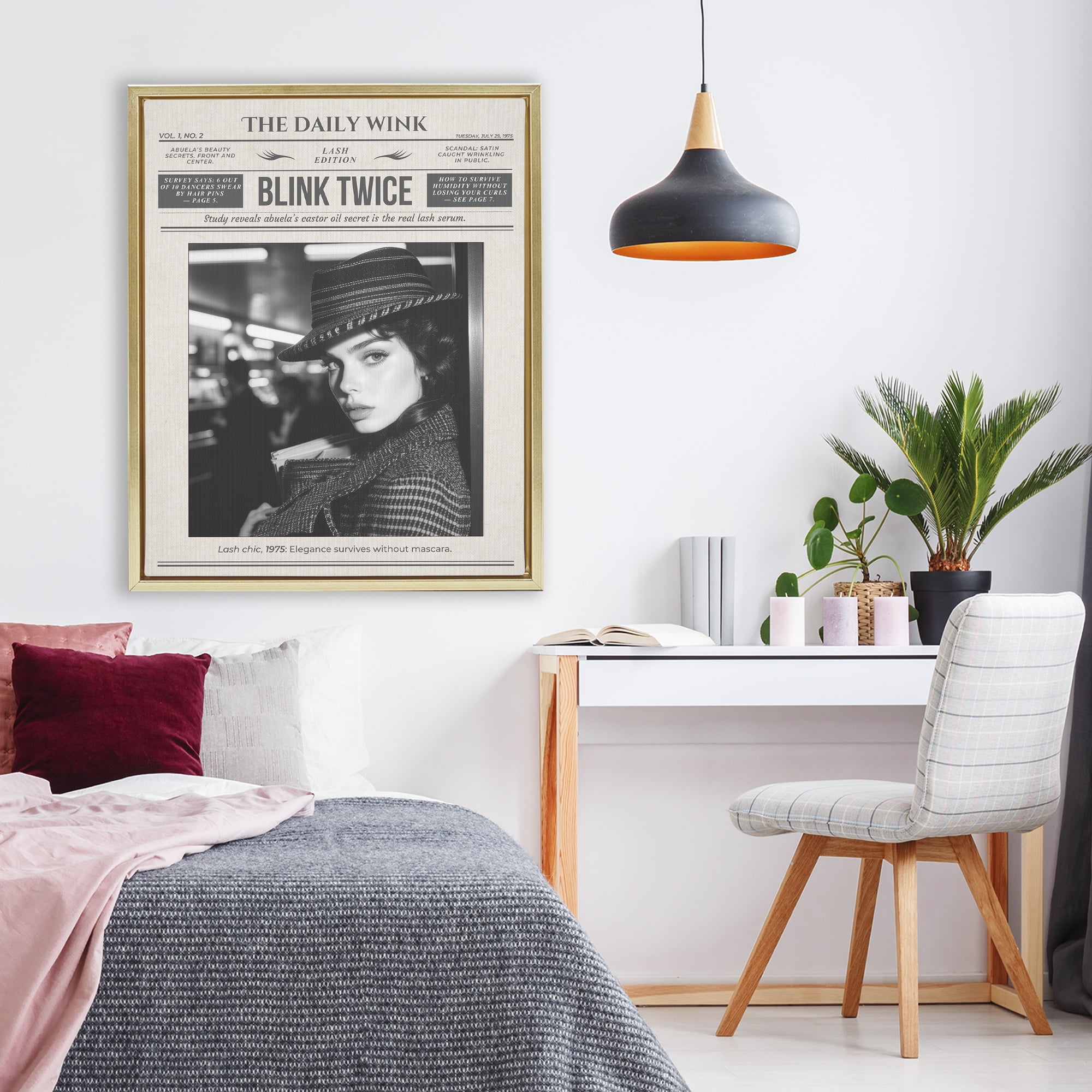 The Daily Wink Magazine Gold Framed Floater Canvas Wall Art, design by A Barefoot Stylist