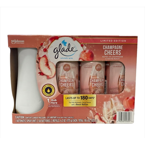 Glade Automatic Spray Diffuser Kit, 3 Refills, Champagne Cheers