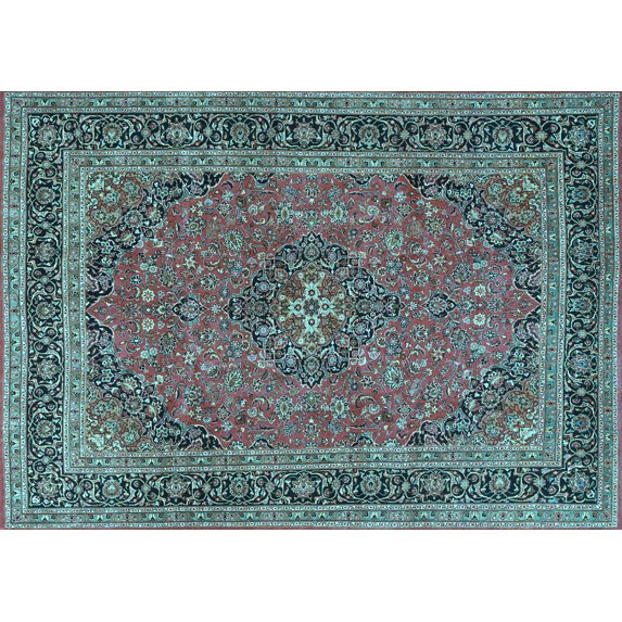 Ahgly Company Indoor Rectangle Medallion Light Blue Traditional Area Rugs, 2' x 5'