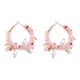 thumbnail image 5 of 2pcs Round alloy rice bead woven flower wreath shaped earrings, women's imitation pearl earrings, Bohemian ethnic style earrings, 5 of 5