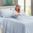 thumbnail image 5 of Nestl Extra Deep Pocket King Sheets - 6 Piece Soft Microfiber Bed Sheets Set Fits 18"-24" Mattresses, Ice Blue, 5 of 8