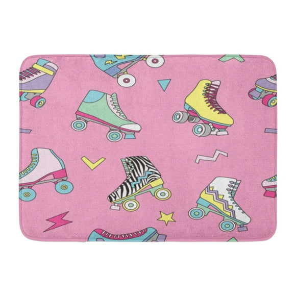NUDECOR Colorful Pattern Cute Retro Roller Skates Rollerskate Disco 80S 1980S Doormat Floor Rug Bath Mat 23.6x15.7 inch