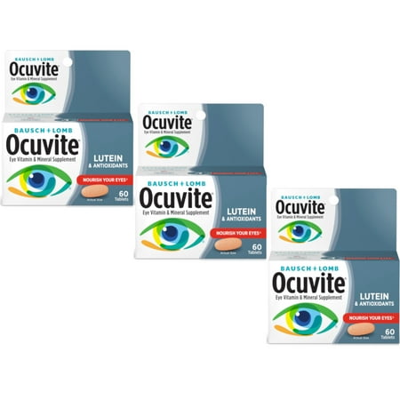 3 Pack Bausch & Lomb Ocuvite Eye Vitamin & Mineral Supplement with Lutein 60 Ea