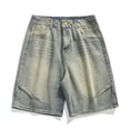 thumbnail image 6 of JTieacloth Mens Baggy Jean Shorts Casual Loose Fit Denim Shorts Summer Five Point Shorts(Yellow), 6 of 7