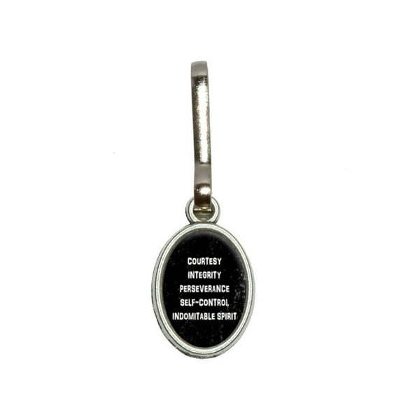 Five Tenets of Taekwondo Distressed Oval Zipper Pull