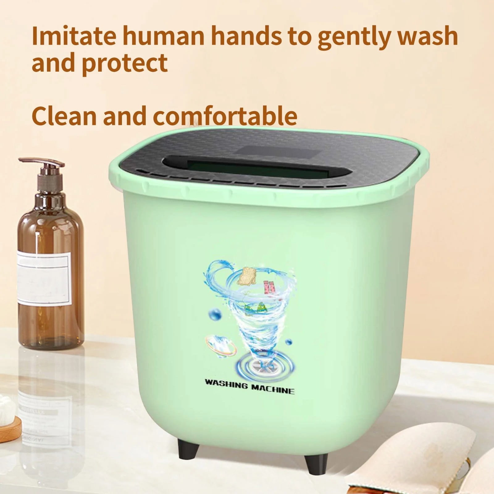 LAILLSH 2026 New Arrival Cleaning Products Portable Washing Machine For Clothes Laundry Bucket Washer For Camping RV Travel Compact