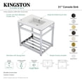 thumbnail image 6 of Kingston Brass VWP3122A2 Quadras 31" Ceramic Console Sink with Steel Base and Shelf (1-Hole), White/Polished Brass, 6 of 7