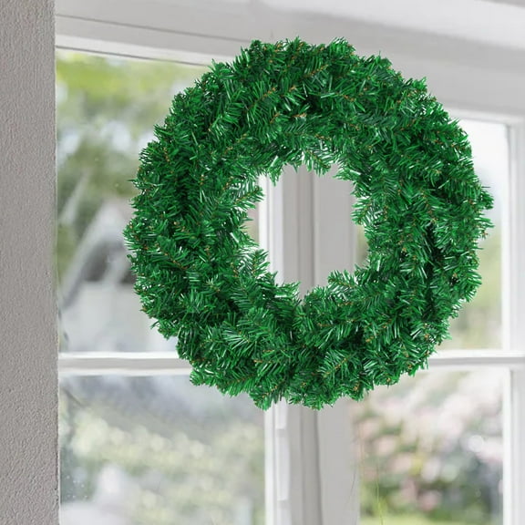 Christmas Wreath - Full Green Artificial Pine Wreath, Lifelike Evergreen Wreath for Christmas, for Front Door, Home Decor and Holiday Season Accents - Green,11.81inch