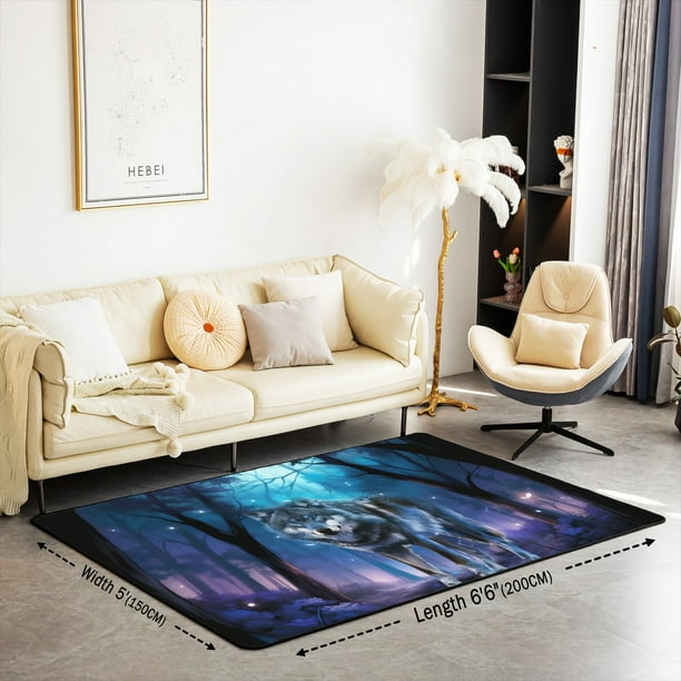 Wolf area rug new outlets 5x7