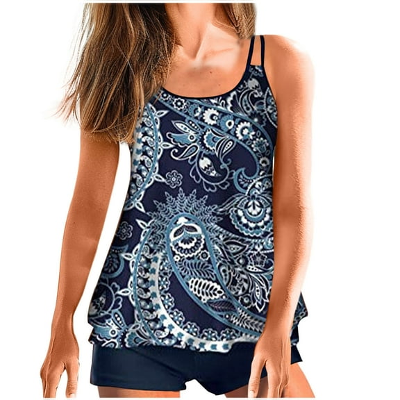 Vivianyo HD Ladies' Two-Piece Swimsuit Summer Saving,Women's Printed Split Sexy Shorts Swimsuit Split Swimsuit Set