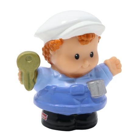 Replacement Part for Collectible Fisher-Price Little People Airport Parking Garage Mall Playset G8129 - Replacement Valet Parking Attendant Red Curly Hair Figure - Key and Coin Belt