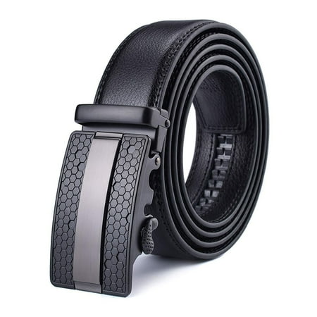 Mens Belt, Leather Ratchet Belt for Men Dress 1 3/8", Adjustable Trim to Exact Fit, Automatic Buckle Belt