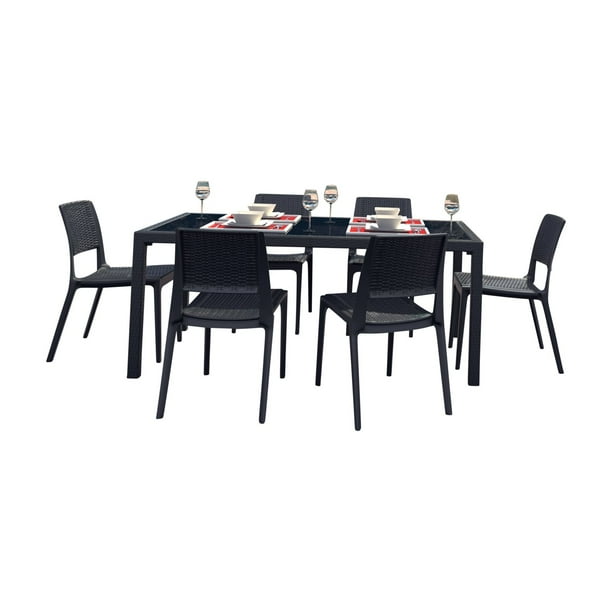 Siesta Isp997s Miami Wickerlook 7 Piece Rectangle Dining Set With
