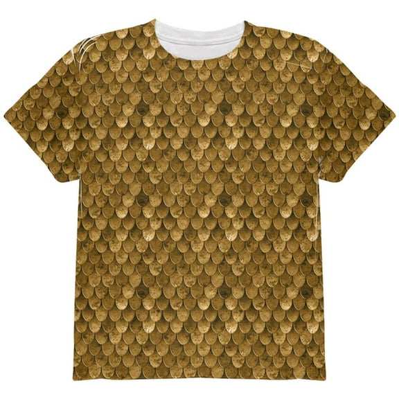 Halloween Bronze Scale Mail Armor Costume All Over Youth T Shirt Multi YSM