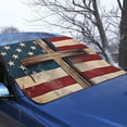 thumbnail image 3 of Xoenoiee Cross American Flag Print All-Season Car Windshield Cover Heavy-Duty Frost Cover for Snow/Sun/Dust/Rain, Car Shield Outdoor Accessories Fits SUVs Trucks, 3 of 7