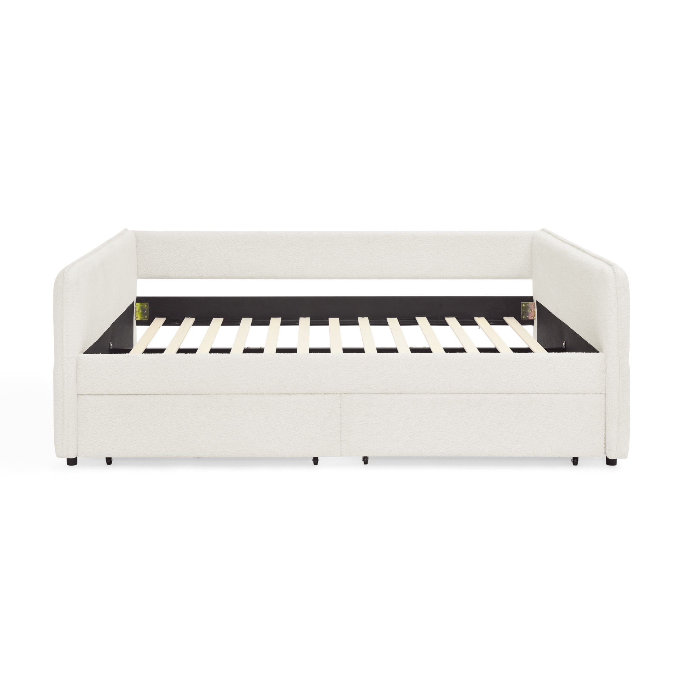 Noble House Kael Queen-Size Daybed with Storage Drawers, Tufted Boucle Sofa Bed Frame and Padded Backrest, Beige