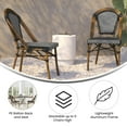 thumbnail image 4 of Flash Furniture Bordeaux Set of 2 Indoor/Outdoor Commercial Bistro Stacking Chairs, Black/White PE Rattan Back and Seat, Bamboo Print Aluminum Frame in Natural, 4 of 13