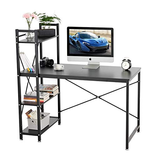 Mecor Computer Desk with 4 Tier Bookshelves Home Office Desk Writing