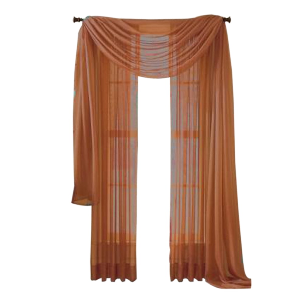 Moshells Home Decorative 90" Sheer Curtain Panel, Rust - Walmart.com