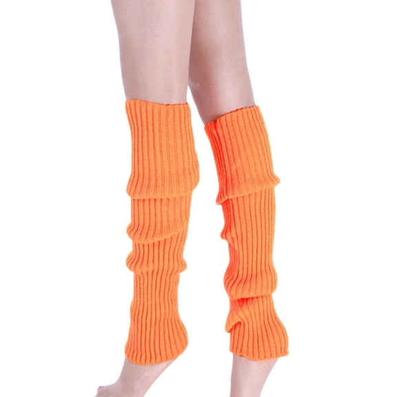 PMVFHDE Women's Orange Knitted Leg Warmers, Stackable Boot Socks for Fall and Winter, Mid-Calf Socks for Fashion, Cozy and Stylish with Outfits Orange