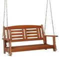 thumbnail image 5 of Zimtown 2 Person Fir Wood Porch Swing with Chain - Reddish Brown Double Firwood, 5 of 11