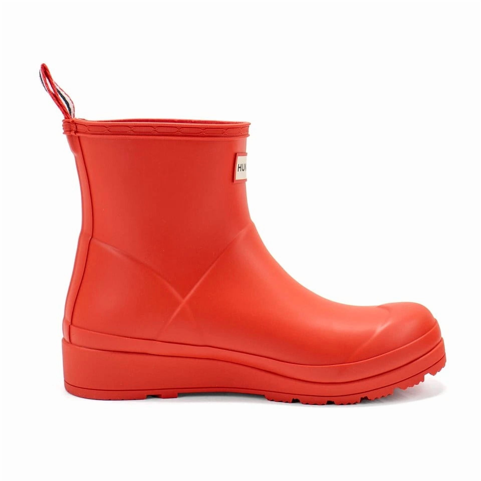 Hunter Women’s Play Short Rain Boots, Hunter Red, Waterproof Rubber Boots, Size 8 M
