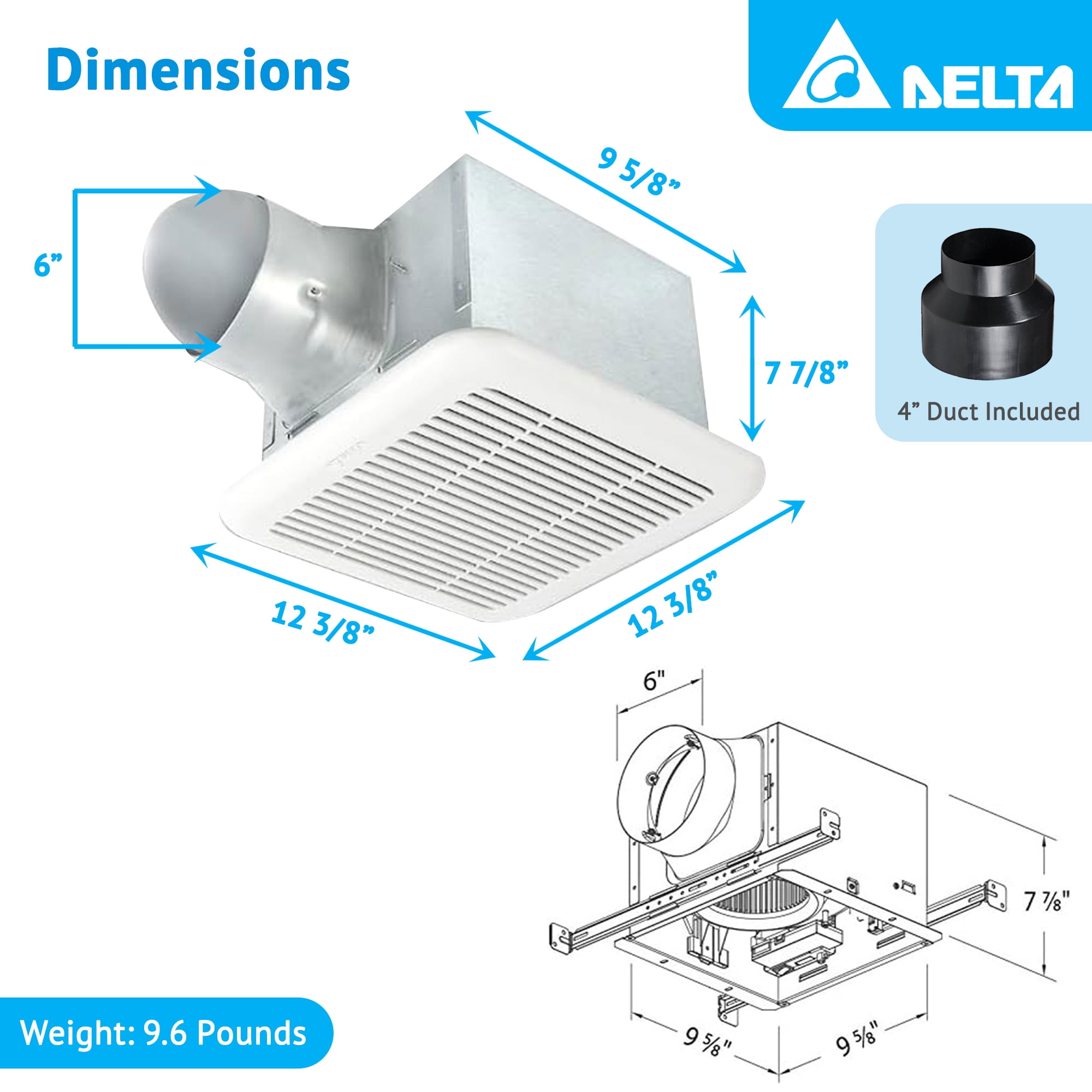 Delta Breez Signature Exhaust Bath Fan with Dual Speed, 80/110 CFM, White