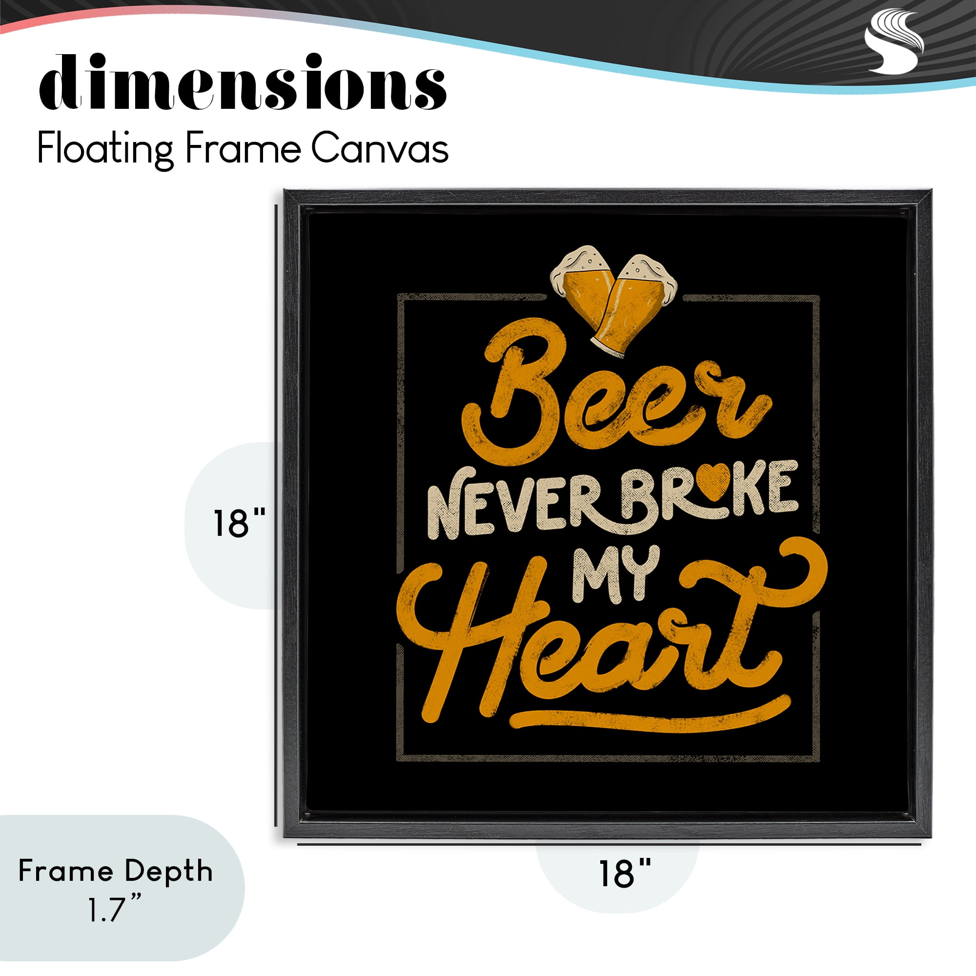 Stupell Industries Beer Never Broke My Heart Black Framed Floater Canvas Wall Art, design by EduEly Designs