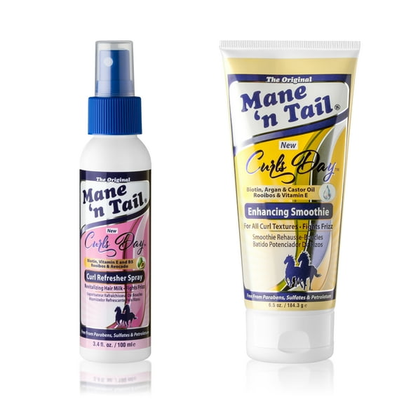 Mane 'n Tail: Curls Day Spray (3.4 Oz)   Enhancing Smoothie (6.5 Oz) with Biotin, Vitamin and B5 Rooibos & Avocado Revitalizing Hair Milk Fights Frizz