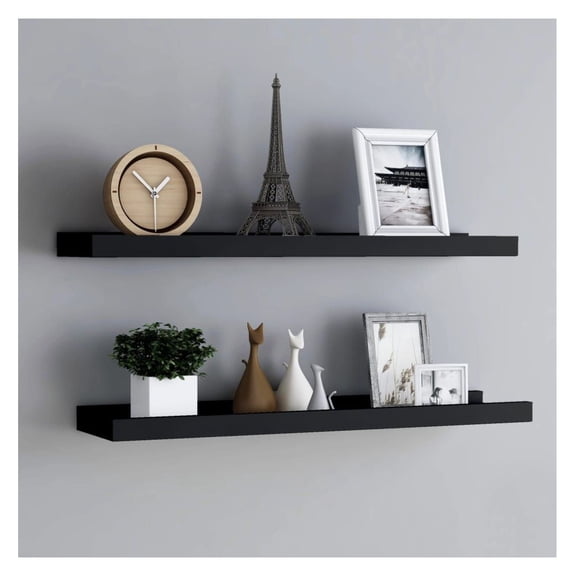 Picture Frame Ledge Shelves 2 pcs Black 31.5"x3.5"x1.2" MDF