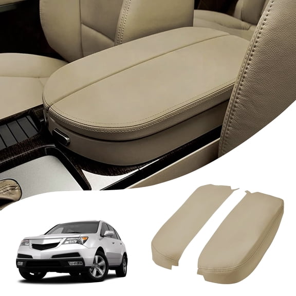 KBH Center Console Cover for Acura MDX 2007-2013, Middle Console Lid Armrest Cover Leather Skin Replacement, Beige