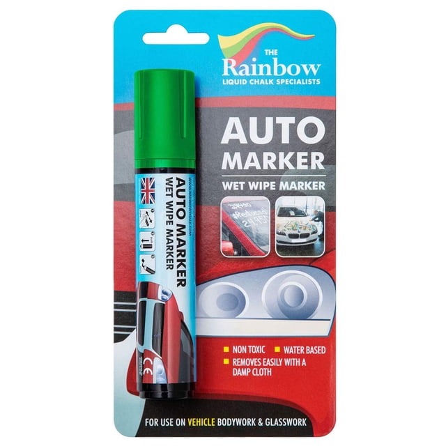 Window Markers for Glass Washable Car Window Paint Pen- Dry Erase Liquid Chalk Marker Car Decorations on All Surfaces, Tire, Windshield - Auto Marker, Autowriter, Rain Resistant (Green, Jumbo Tip)