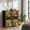 thumbnail image 6 of Dresser for Bedroom with 4 Storage Drawers Vivid Tropical Plants Dragonfly Golden Light Artwork Dressers Chest of Drawers Steel Framed Fabric Closet Organizers for Entryway Home Decor, 6 of 7