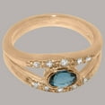thumbnail image 4 of LBG British Made 18k Rose Gold Natural London Blue Topaz & Diamond Womens Band Ring - 33 size options - Size 5, 4 of 7