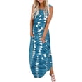thumbnail image 2 of SMihono Robe Maxi Bohème d'Été pour Femmes Grande Taille Robe Longue Imprimée Sans Manches Col Rond Robe de Plage, 2 of 5
