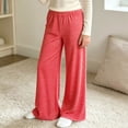 thumbnail image 6 of HAOTAGS Girls Striped Pants, Elastic Waist Straight Leg Pants with Pockets Casual Loungewear, 6 of 7