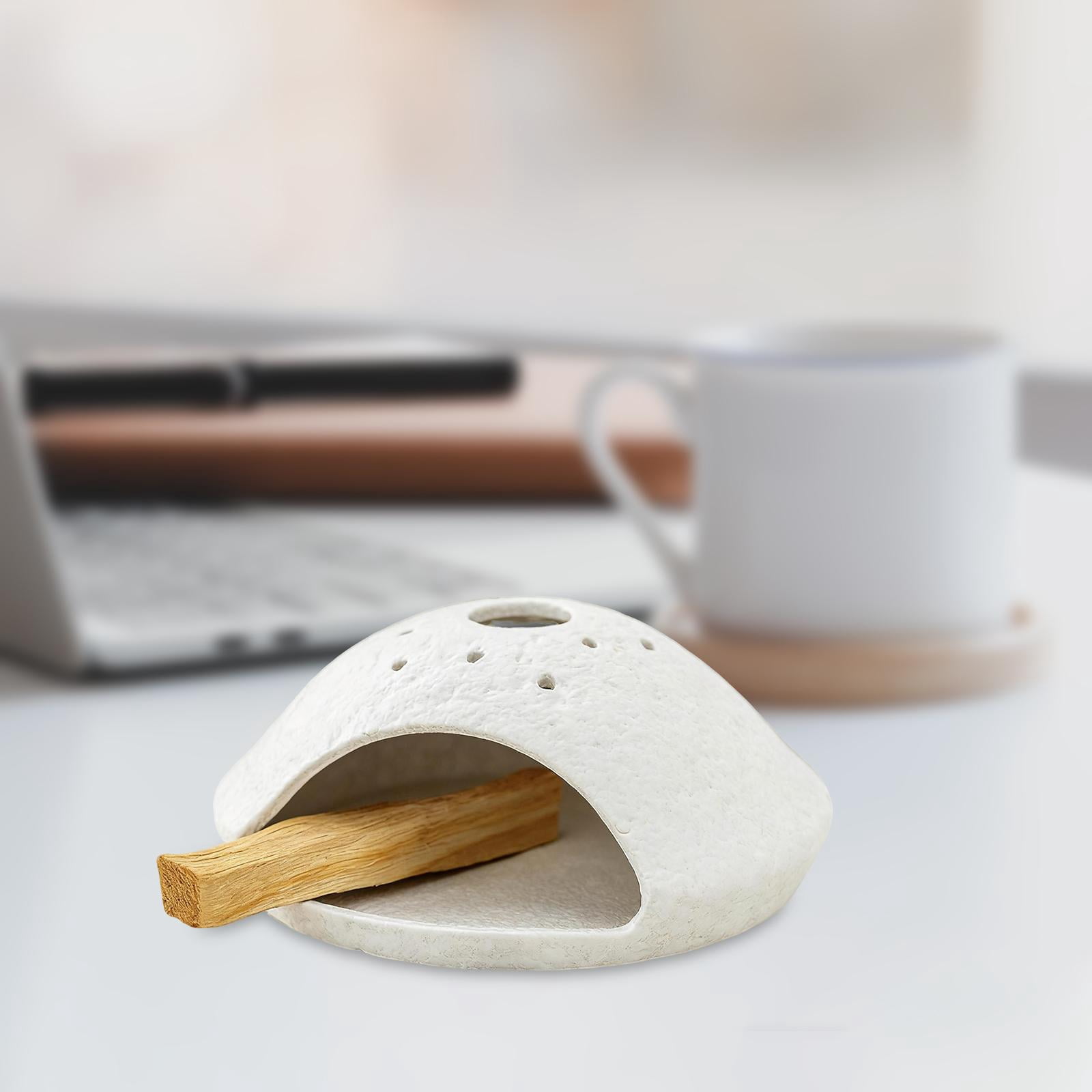 CoudarTitie Ceramic Incense Burner Palo Santo Holder Meditation Housewarming Cone Burner Yoga Decors Aroma Sage Stand Tabletop Fragrance White