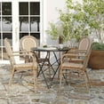thumbnail image 3 of Merrick Lane Set of Four Stacking Thonet Bistro Style Chair with Arms, Natural & Wht PE Rattan Seat, and Lt Bamboo Metal Frame for Indoor/Outdoor Use, 3 of 16