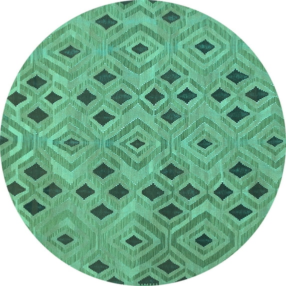 Ahgly Company Indoor Round Southwestern Turquoise Blue Country Area Rugs, 3' Round