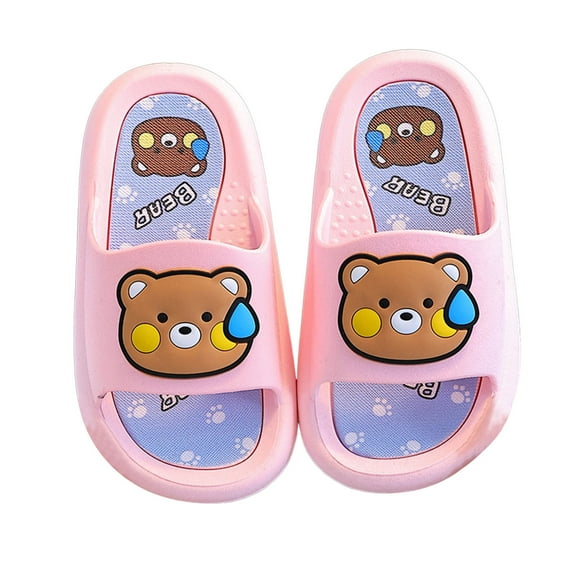 Gyexs Kids Bear Slippers 8.5 Girls Boys Toddler Cloud Slides Animal Quick Drying Beach Slides Toddler Pool Shower Flip Flops Slippers Pink