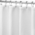 thumbnail image 1 of Cortina de ducha de gofres de 80 x 180 cm (blanca) con anillos de metal, cortina de ducha para bañera, tela resistente al moho, cortina de baño para bañera, cabina de ducha, dobladillo con peso, 1 of 4