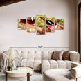 thumbnail image 2 of Elephant Stock Red Wine Picnic Wall Art - Horizontal Multi Panel Canvas - Cafe & Restaurant Wall Decor - Food And Drink Multi Panel - Orange And Green Decor - 80" x 36", 2 of 8