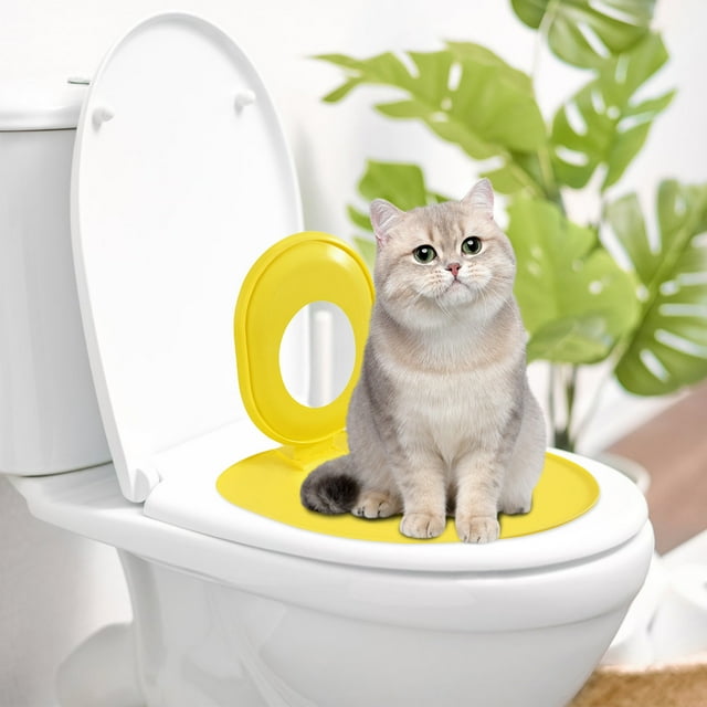 Pet Supplies Cat Toilet Seat Training Kit - Toilet Training System for Cats | Reusable Trainer Tool for Efficient Pet Cleaning and Easy Learning