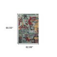 thumbnail image 5 of 5' X 7' Blue And Red Abstract Power Loom Stain Resistant Area Rug, 5 of 5